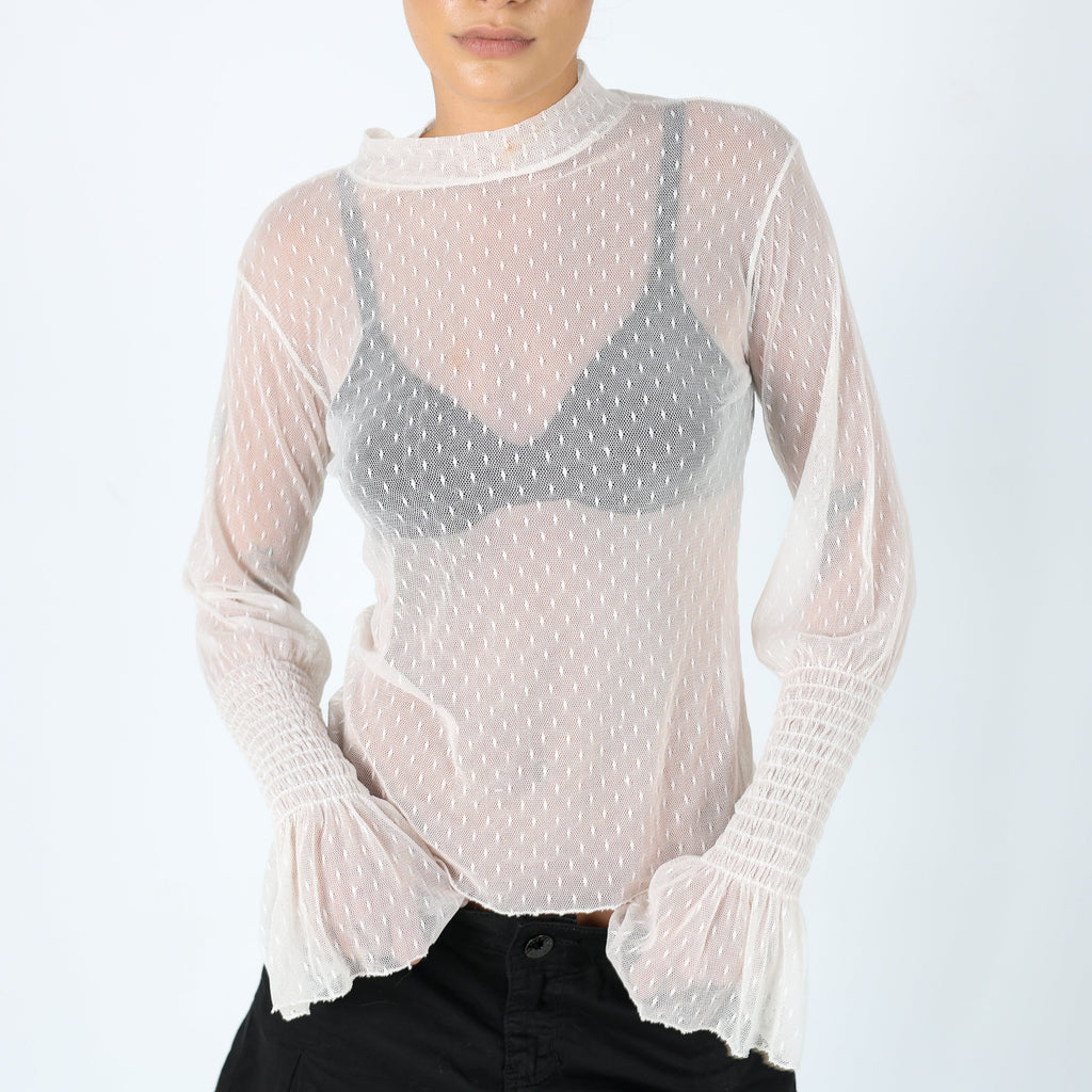 Cream Y2K Mesh Top Sheer Long Sleeve (8)