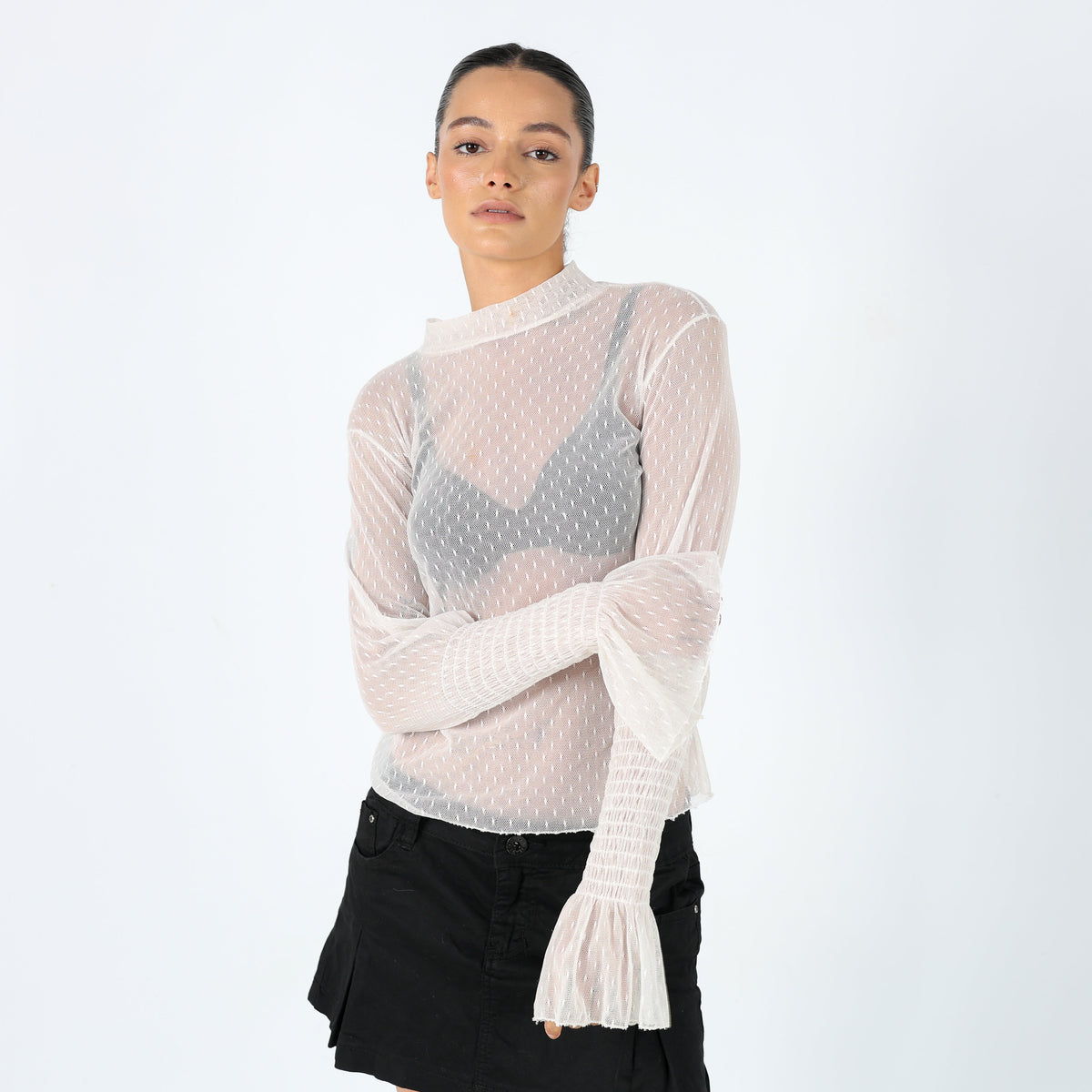 Cream Y2K Mesh Top Sheer Long Sleeve (8)