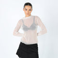 Cream Y2K Mesh Top Sheer Long Sleeve (8)