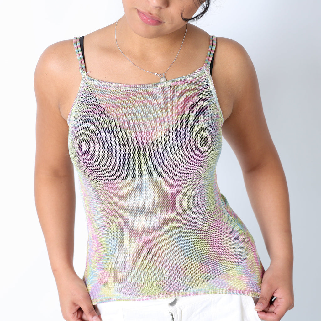 Multicoloured Y2K Cami Mesh Sheer (S)