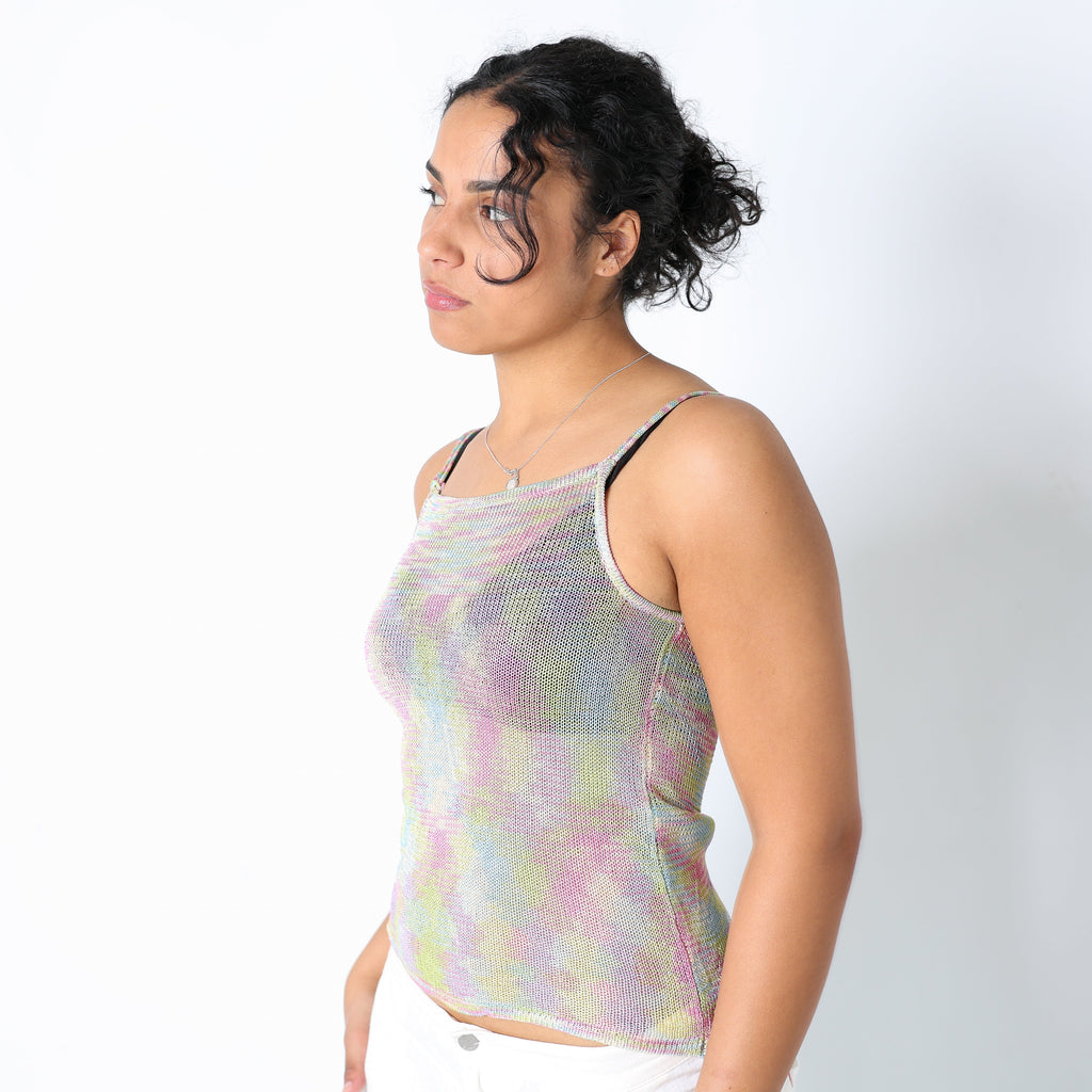 Multicoloured Y2K Cami Mesh Sheer (S)