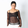 Brown 90s Miss Sixty Cami Sheer Strappy Off Shoulder (S)