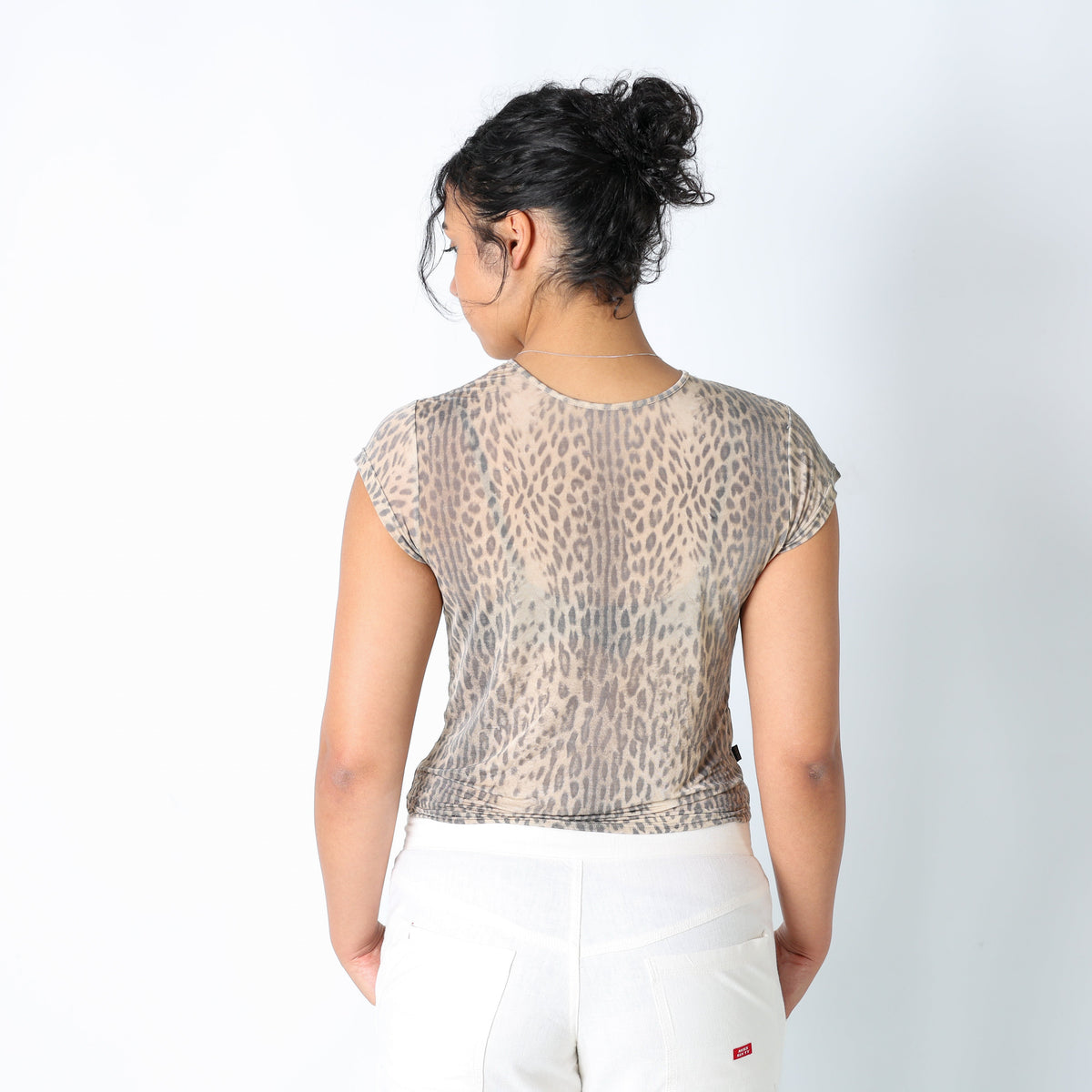 Tan 90s Just Cavalli Cami Sheer Pattern (M)