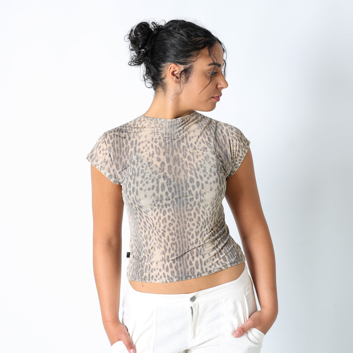 Tan 90s Just Cavalli Cami Sheer Pattern (M)