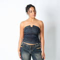 Navy Blue 90s Sportmax Code Corset Denim Zip Up (M)