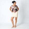 Cream 90s Max&Co. Woven Midi Skirt Zip Detail Split Hem (10)