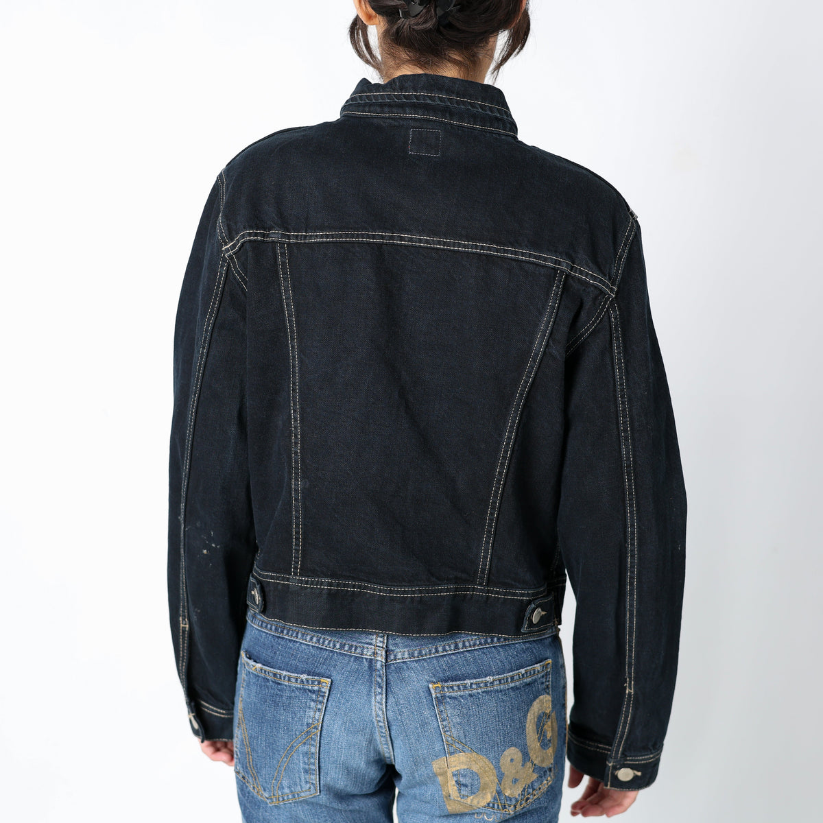 Navy Blue 90s Miss Sixty Denim Jacket Contrast Stitch (M)
