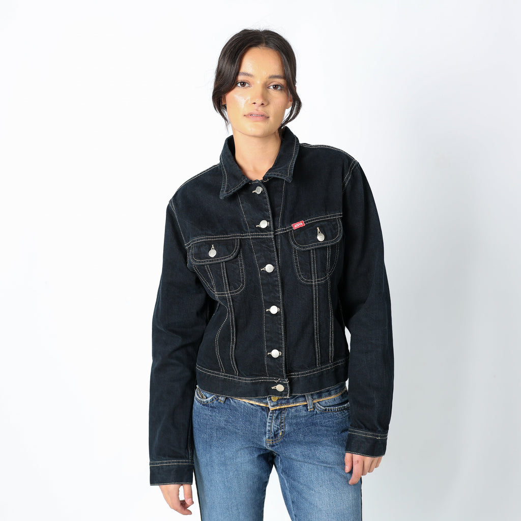 Navy Blue 90s Miss Sixty Denim Jacket Contrast Stitch (M)