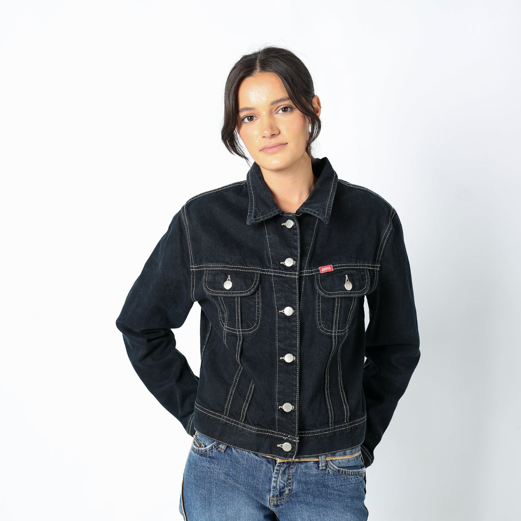 Navy Blue 90s Miss Sixty Denim Jacket Contrast Stitch (M)