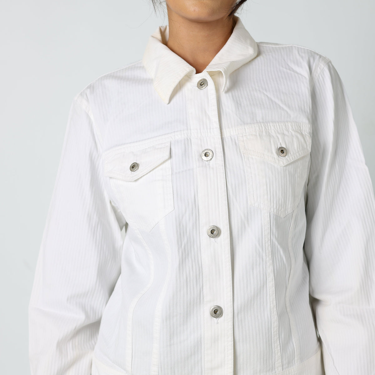Ivory 90s blu Light jacket Ribbed (M)