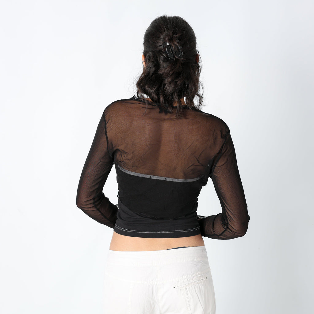 Black 90s Betty Barclay Woven Top (S)