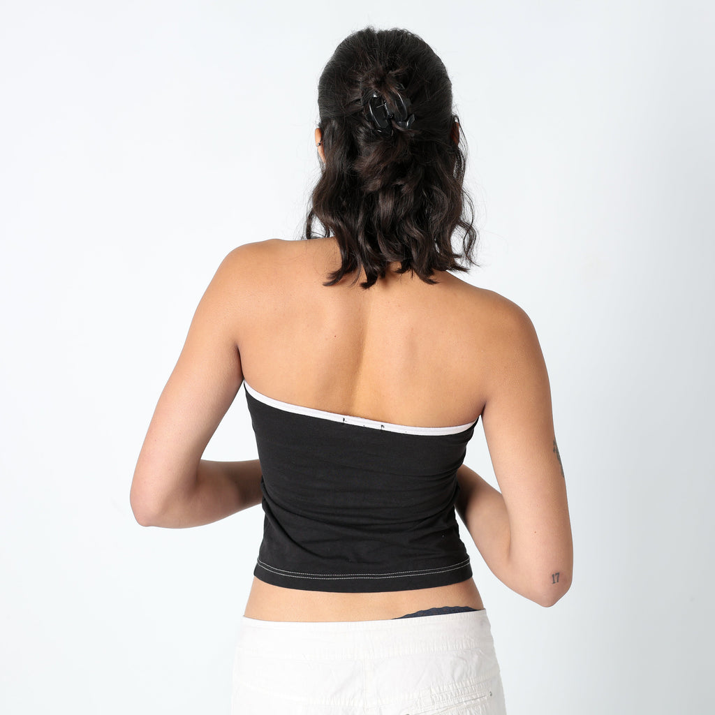 Black 90s Esisto Mesh Top Sheer Wrap Top (S)