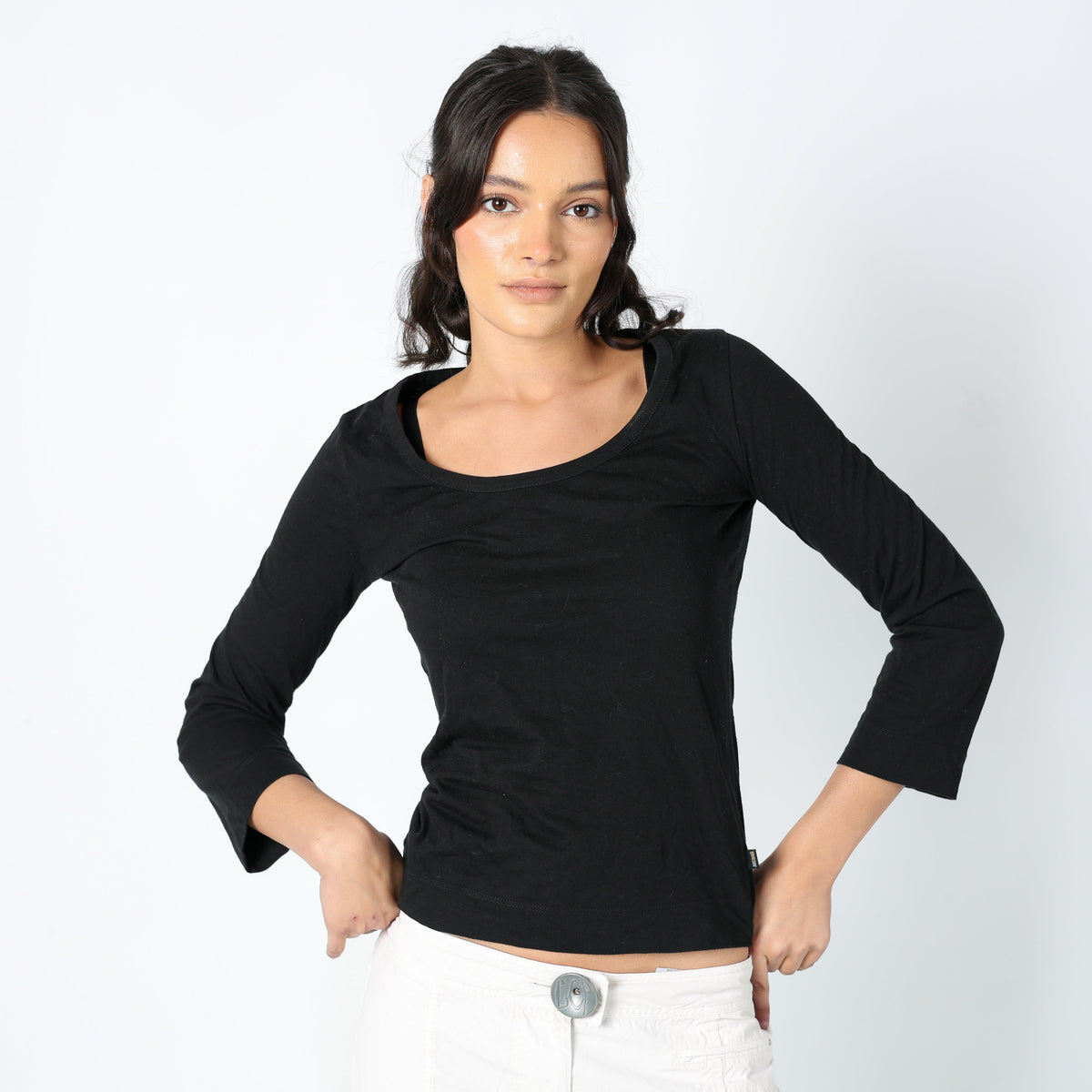 Black 90s Just Cavalli Woven Top Designer Basic (S)